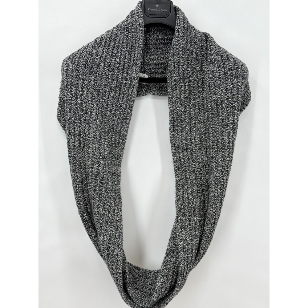 Madewell Marled Black White Knit Infinity Scarf Cotton Blend B0305 HO15 Ribbed